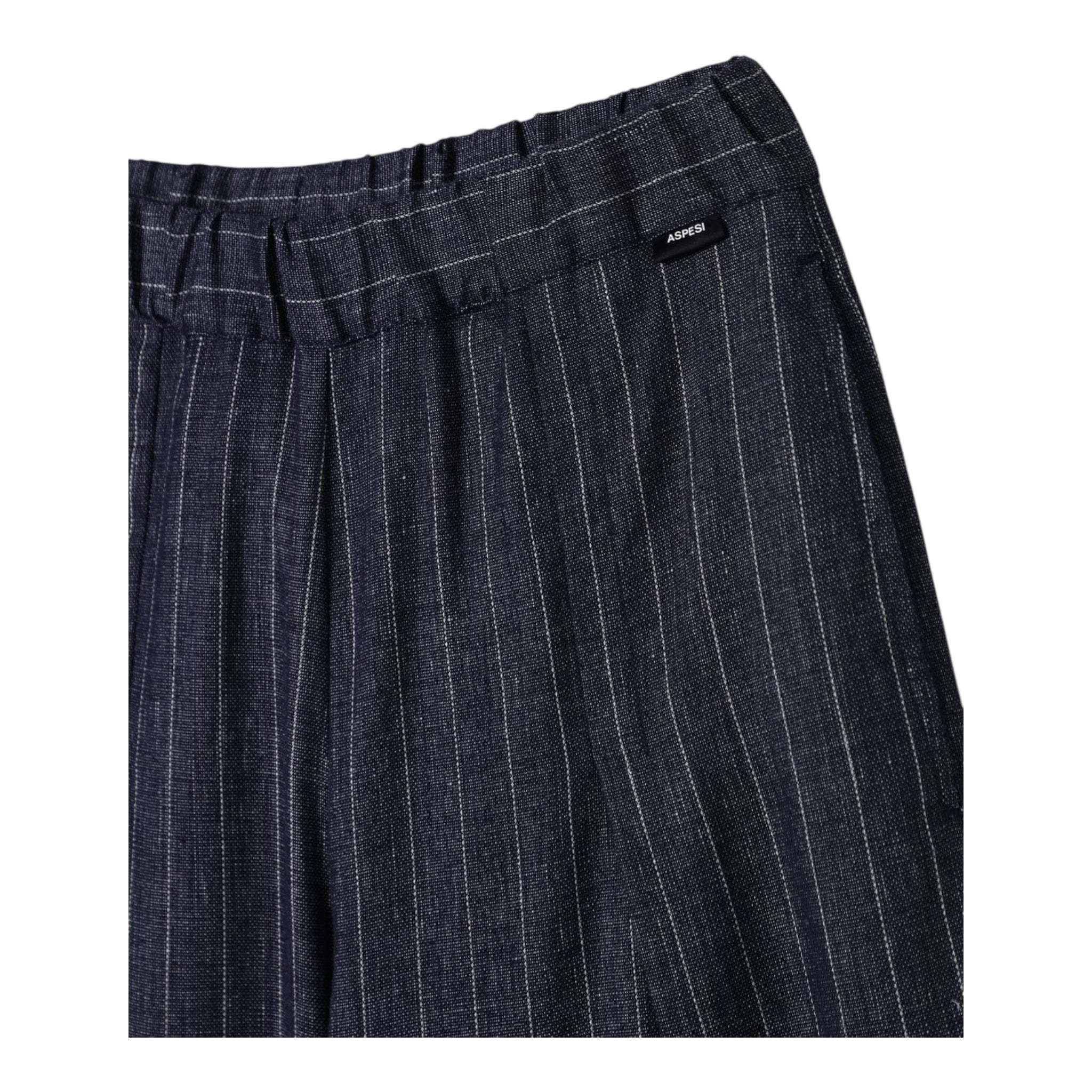 Aspesi Pantalone Modello A Palazzo con Fantasia A Righe per Bambina S25075PLN1007 BLU ASPESI 