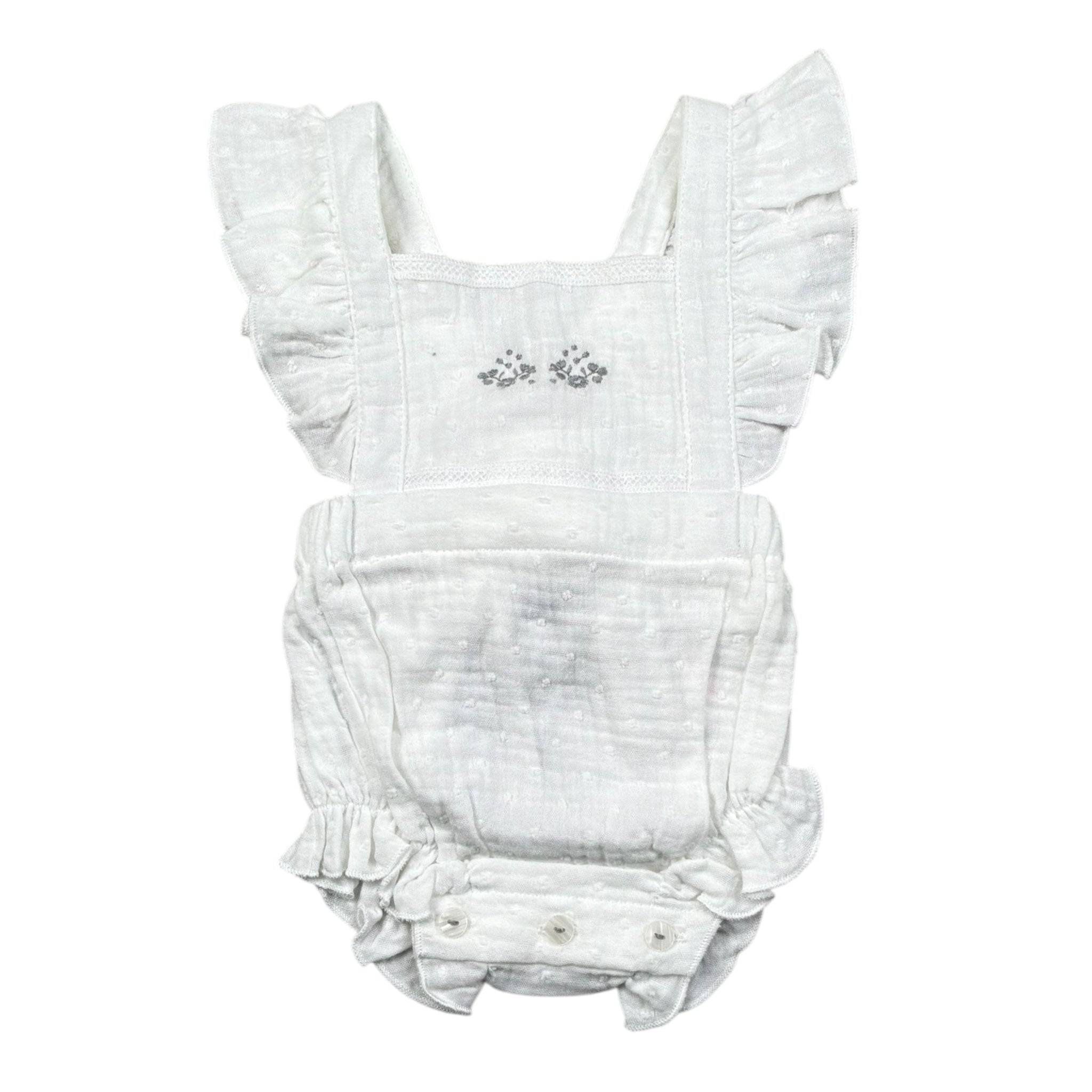 Babidu Pagliaccetto Tinta Unita con Fiocco per Neonata 32405 BIANCO BABIDU 