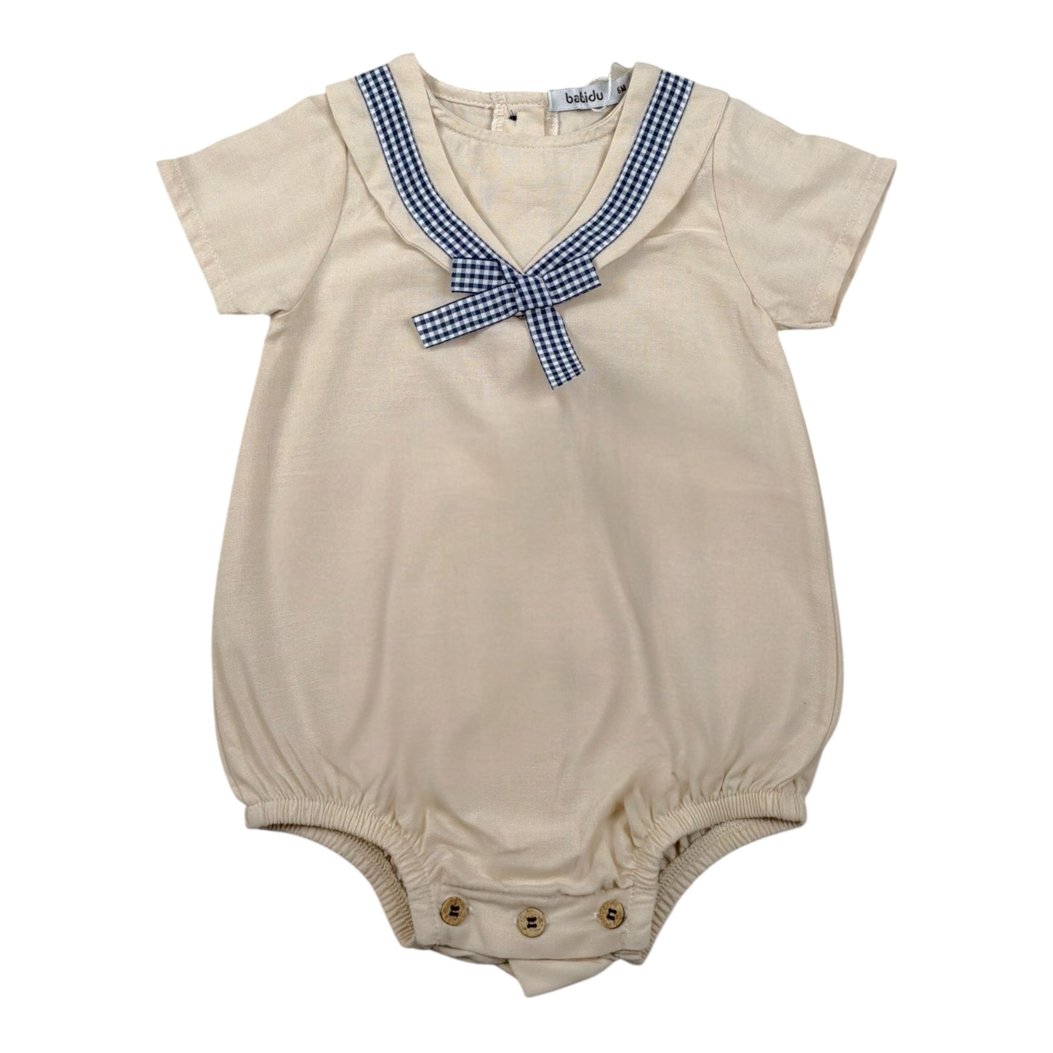 Babidu Pagliaccetto Tinta Unita Mezza Manica per Neonata 34402 BEIGE BABIDU 