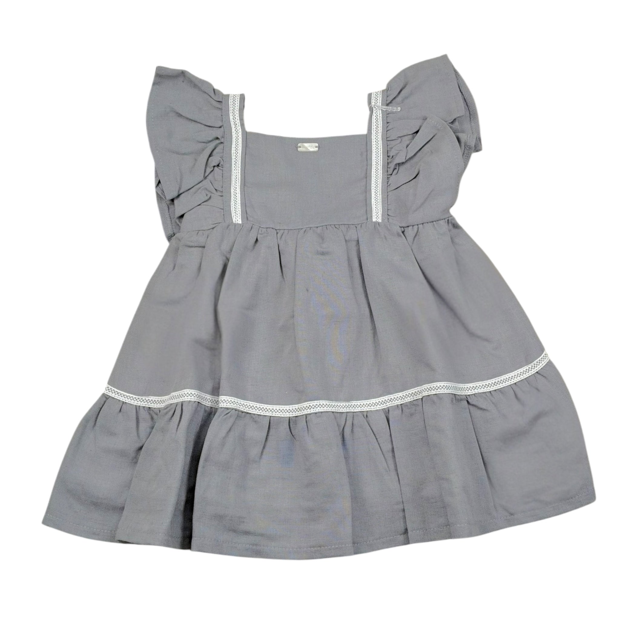 Babidu Abito Tinta Unita con Fiocco per Neonata 91405 GRIGIO BABIDU 