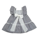 Babidu Abito Tinta Unita con Fiocco per Neonata 91405 GRIGIO BABIDU 