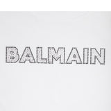 Balmain T-Shirt Girocollo Tinta Unita con Brillantini per Bambina BS8B61 BIANCO BALMAIN 