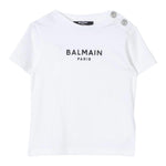 Balmain T-Shirt Girocollo Tinta Unita con Stampa per Neonata BU8501 BIANCO BALMAIN 