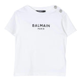 Balmain T-Shirt Girocollo Tinta Unita con Stampa per Neonata BU8501 BIANCO BALMAIN 