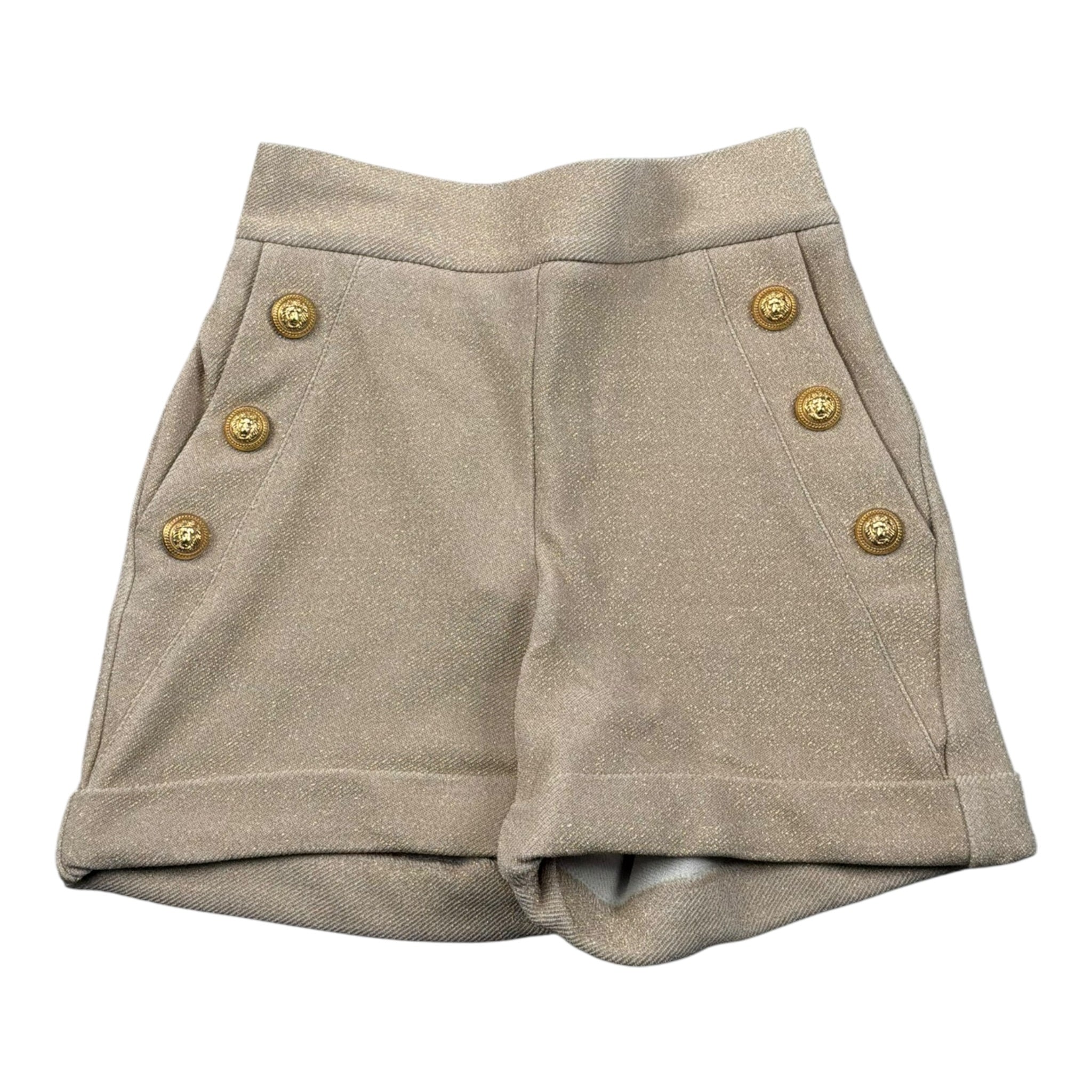 Balmain Short Tinta Unita con Finti Bottoni per Bambina BW6C89 SABBIA BALMAIN 
