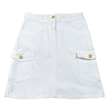 Balmain Gonna Tinta Unita con Bottoni per Bambina BW7A41 BIANCO BALMAIN 