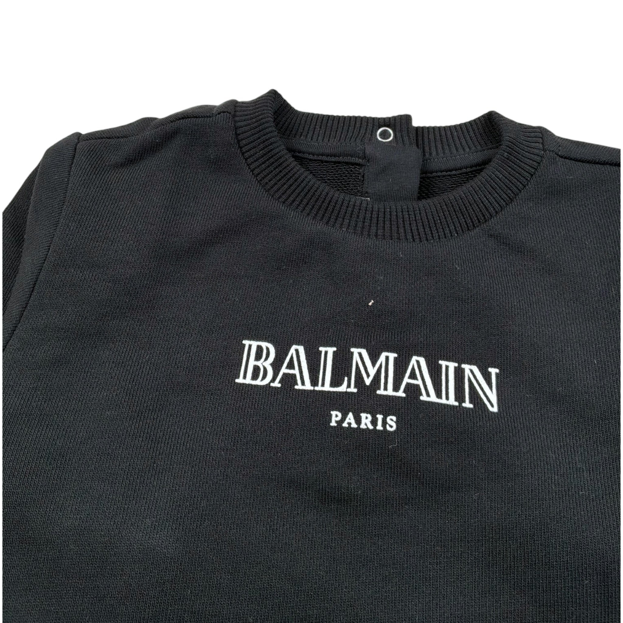 Balmain Felpa Chiusa Girocollo tinta unita con Logo Nero per Neonato V4560NX NERO BALMAIN 