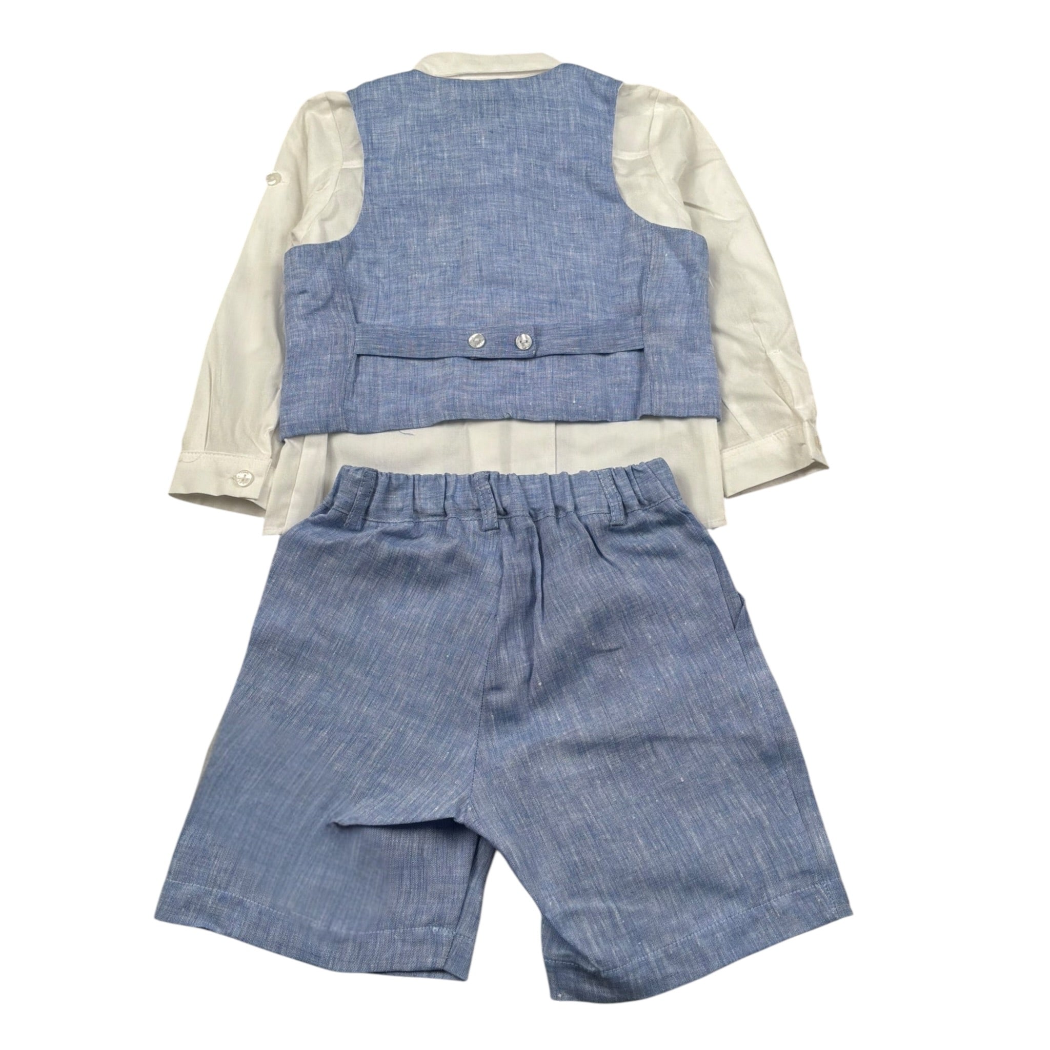 Barcellino Completo 3 Pezzi Camicia-Bermuda-Gilet Azzurro per Neonato 100311 AZZURRO BARCELLINO 