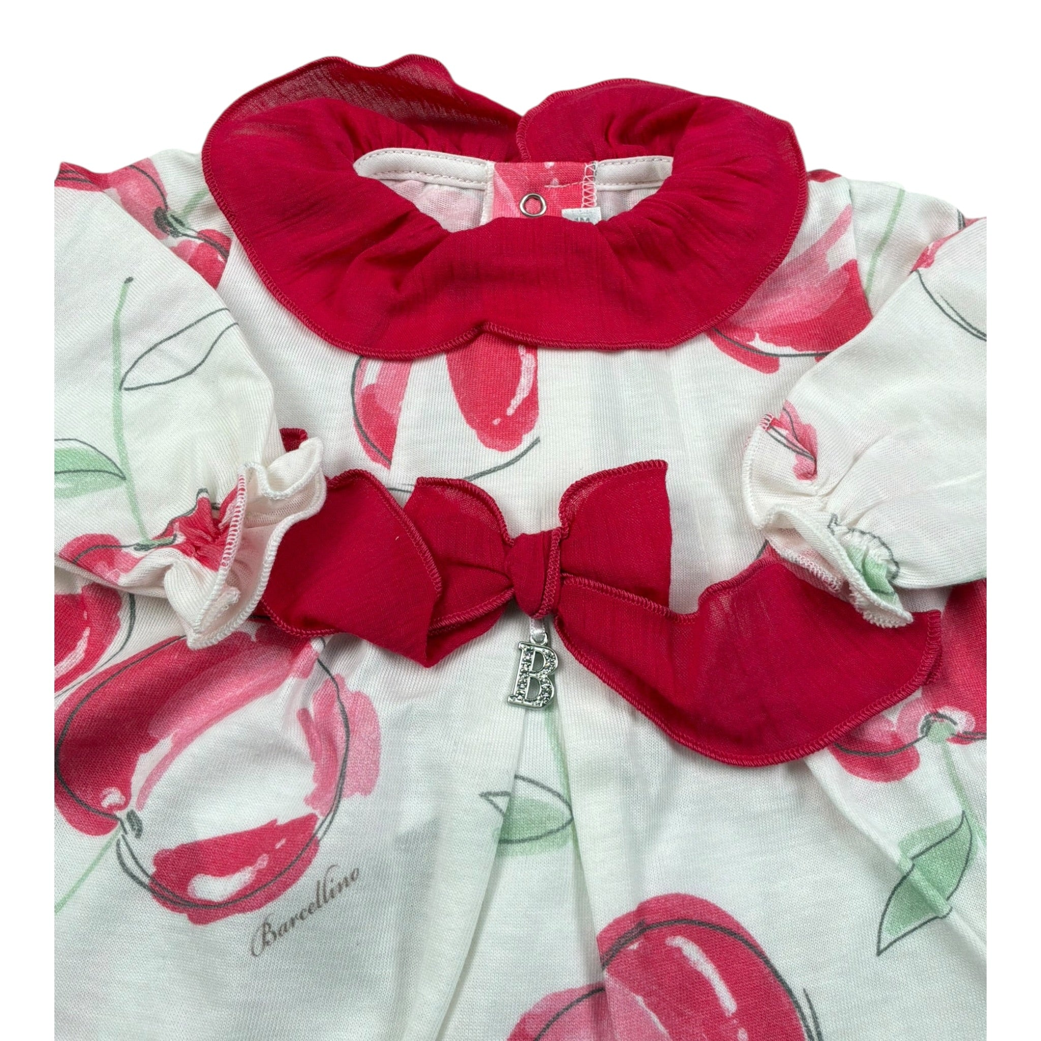 Barcellino Tutina Manica Lunga tinta unita con Stampe Bianco per Neonata 101101 BIANCO BARCELLINO 
