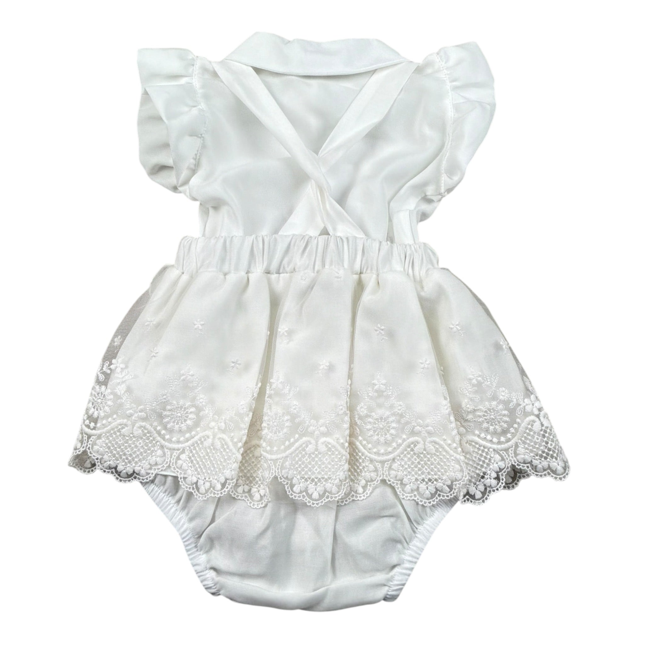 Barcellino Completo 2 Pezzi Camicia-Salopette per Neonata 120721 BIANCO BARCELLINO 
