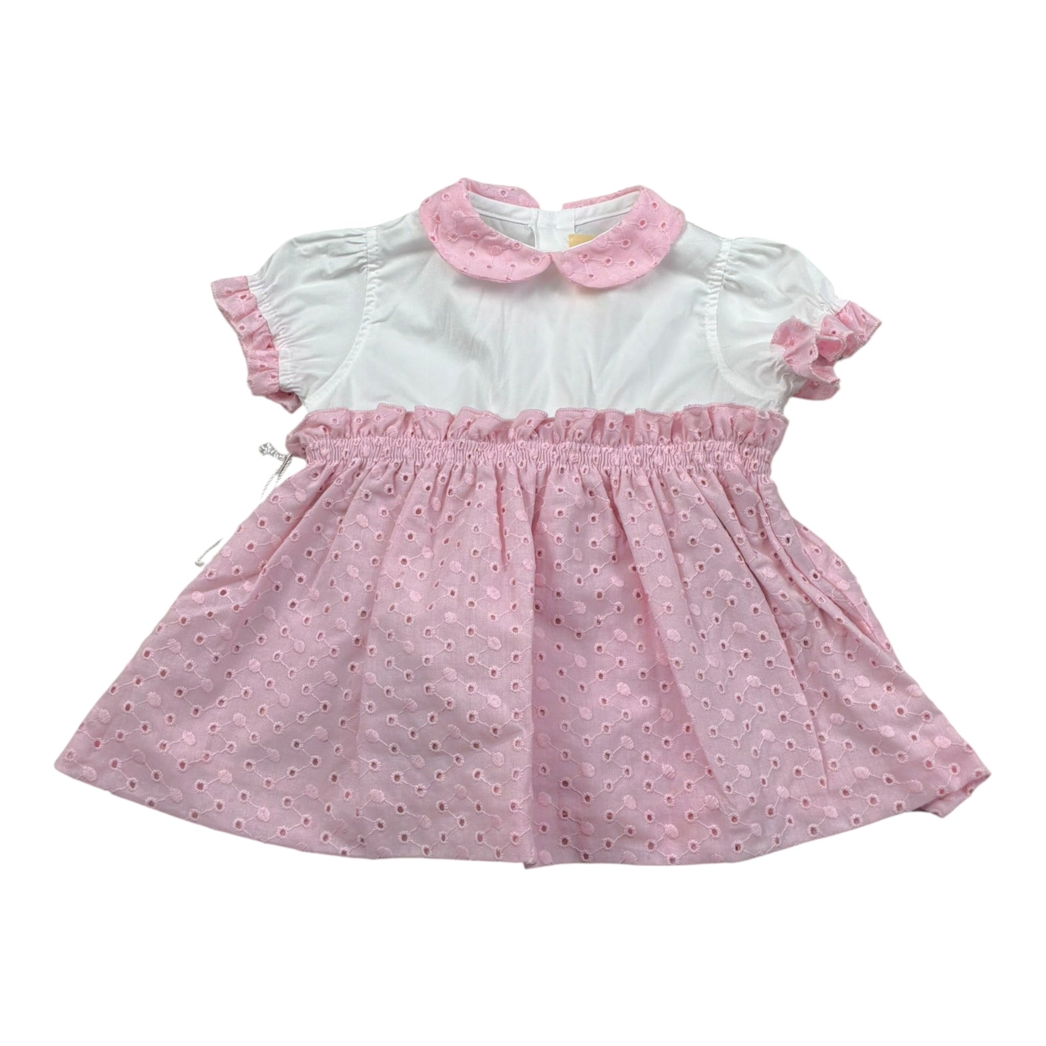 Bear Pagliaccetto Bicolore Traforato per Neonata CARLOTTA BIANCO/ROSA BEAR 
