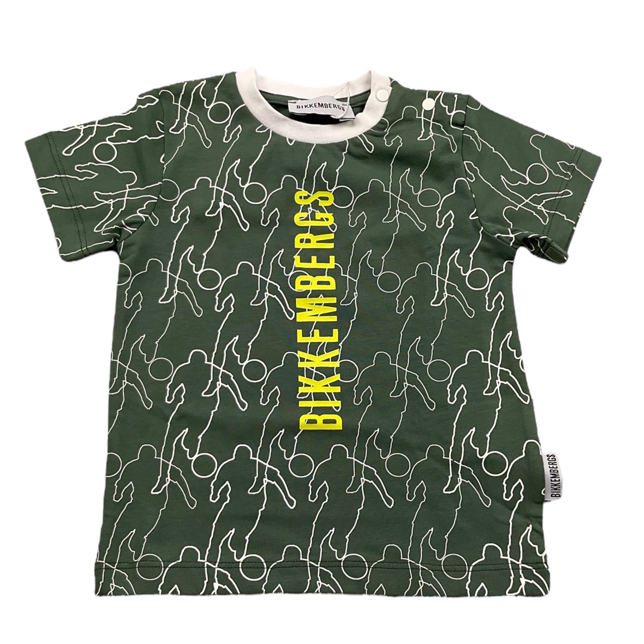 Bikkembergs T-Shirt Girocollo Tinta Unita con Stampe per Neonato BK2143 VERDE BiKKEMBERGS 
