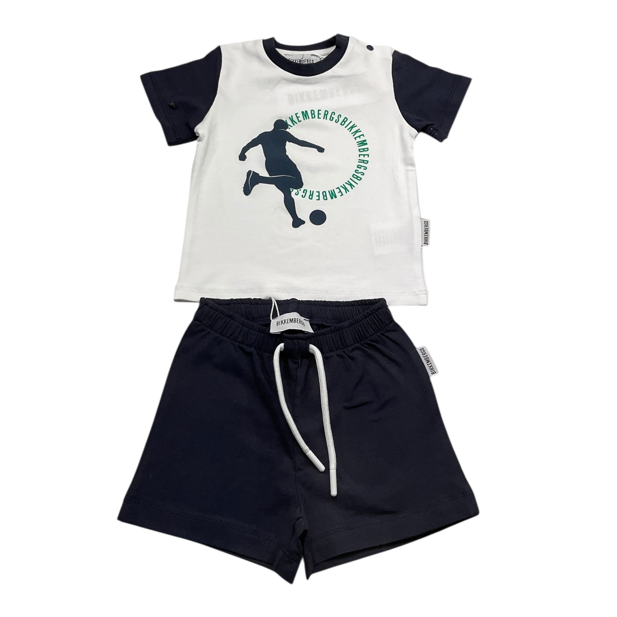 Bikkembergs Completo 2 Pezzi Bicolore T-Shirt-Bermuda per Neonato BK3415X BIANCO/BLU BiKKEMBERGS 