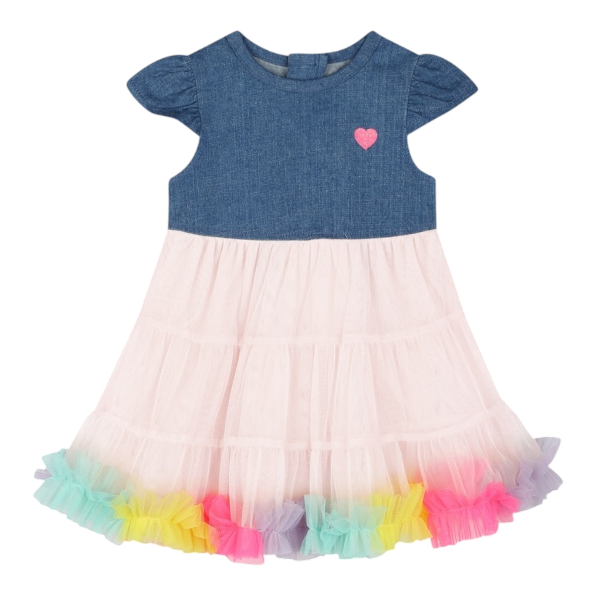 Billieblush Abito Mezza Manica con Tulle per Neonata U20814 AZZURRO BillIEBLUSH 
