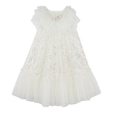 Billieblush Abito Tinta Unita con Tulle E Paillettes per Bambina U20989 BIANCO BillIEBLUSH 