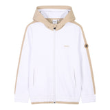 Boss Felpa con Zip E Cappuccio Bicolore per Bambino J51965 BIANCO/BEIGE BOSS 