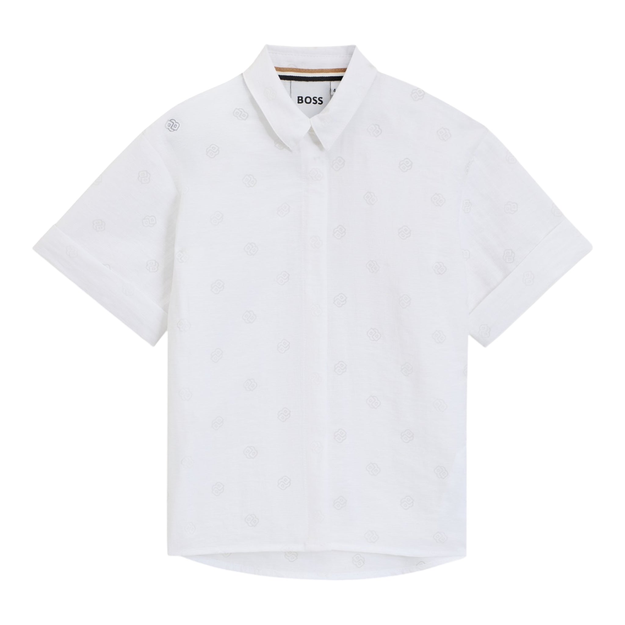 Boss Camicia Mezza Manica Tinta Unita per Bambino J52006 BIANCO BOSS 
