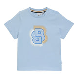 Boss T-Shirt Girocollo Tinta Unita con Logo per Neonato J52108 AZZURRO BOSS 