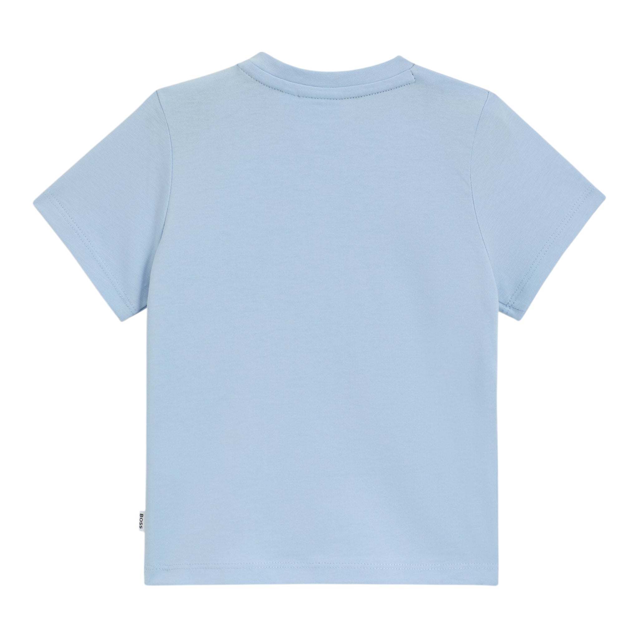 Boss T-Shirt Girocollo Tinta Unita con Logo per Neonato J52108 AZZURRO BOSS 