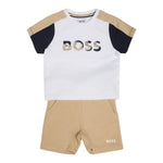 Boss Completo 2 Pezzi T-Shirt-Bermuda per Neonato J52120 BIANCO/BEIGE BOSS 