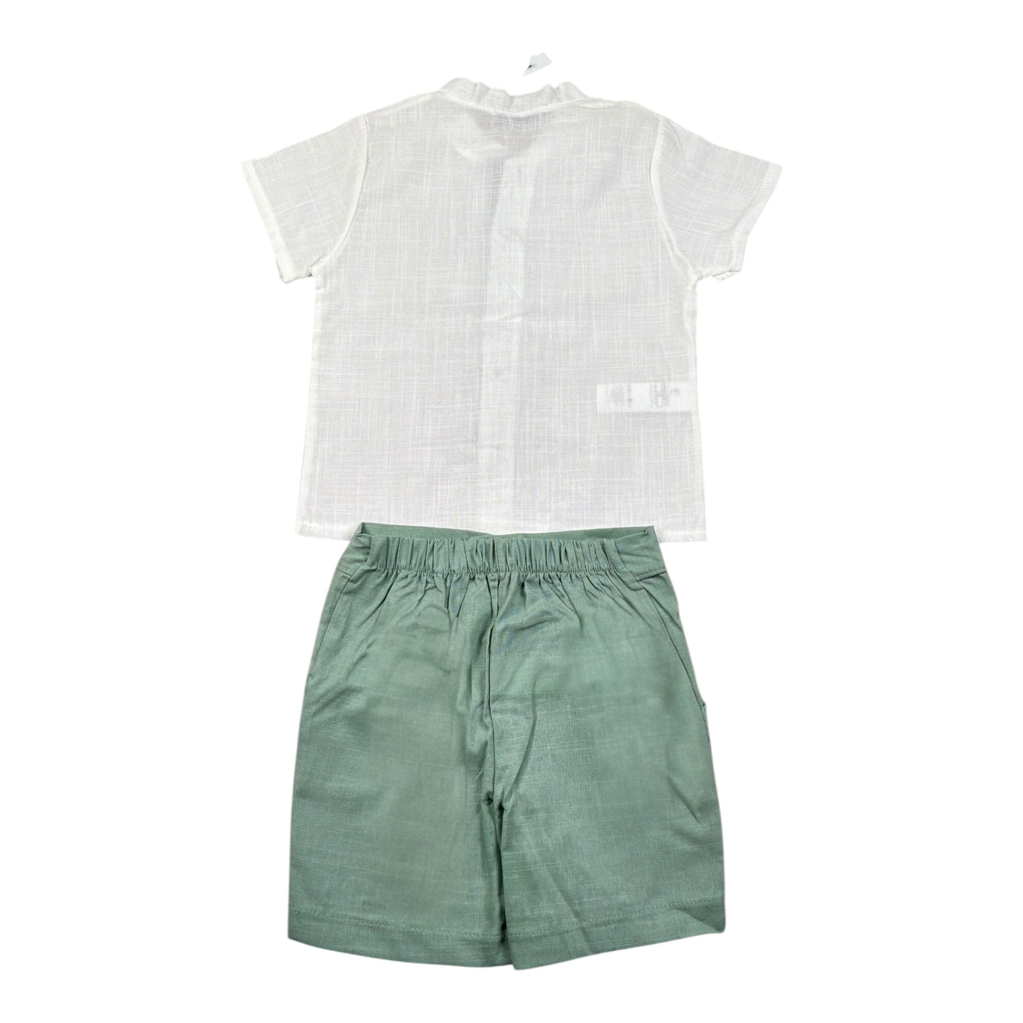 Calamaro Completo 2 Pezzi Camicia-Bermuda Bicolore per Neonato 11154 BIANCO/VERDE CALAMARO 
