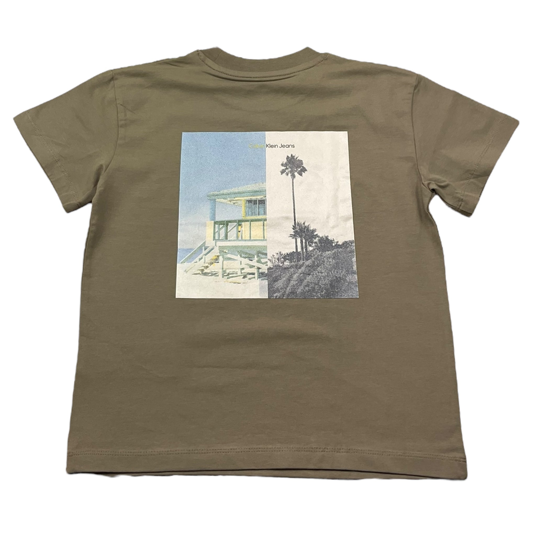 Calvin Klein T-Shirt Girocollo Tinta Unita con Stampa per Bambino IB0IB02449X SABBIA CALVIN KLEIN 