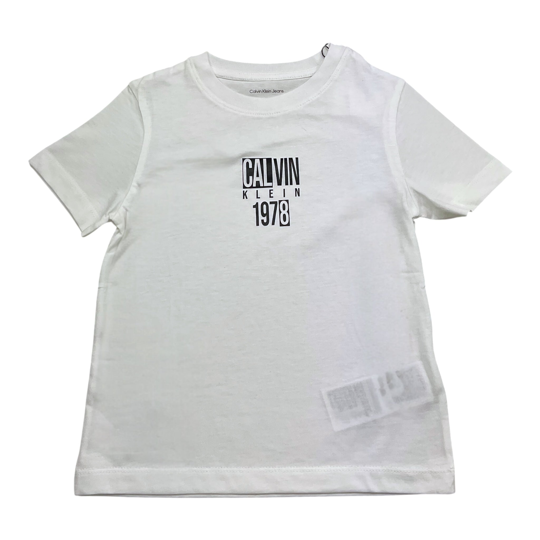 Calvin Klein T-Shirt Girocollo Tinta Unita con Stampa per Bambino IB0IB02456 BIANCO CALVIN KLEIN 