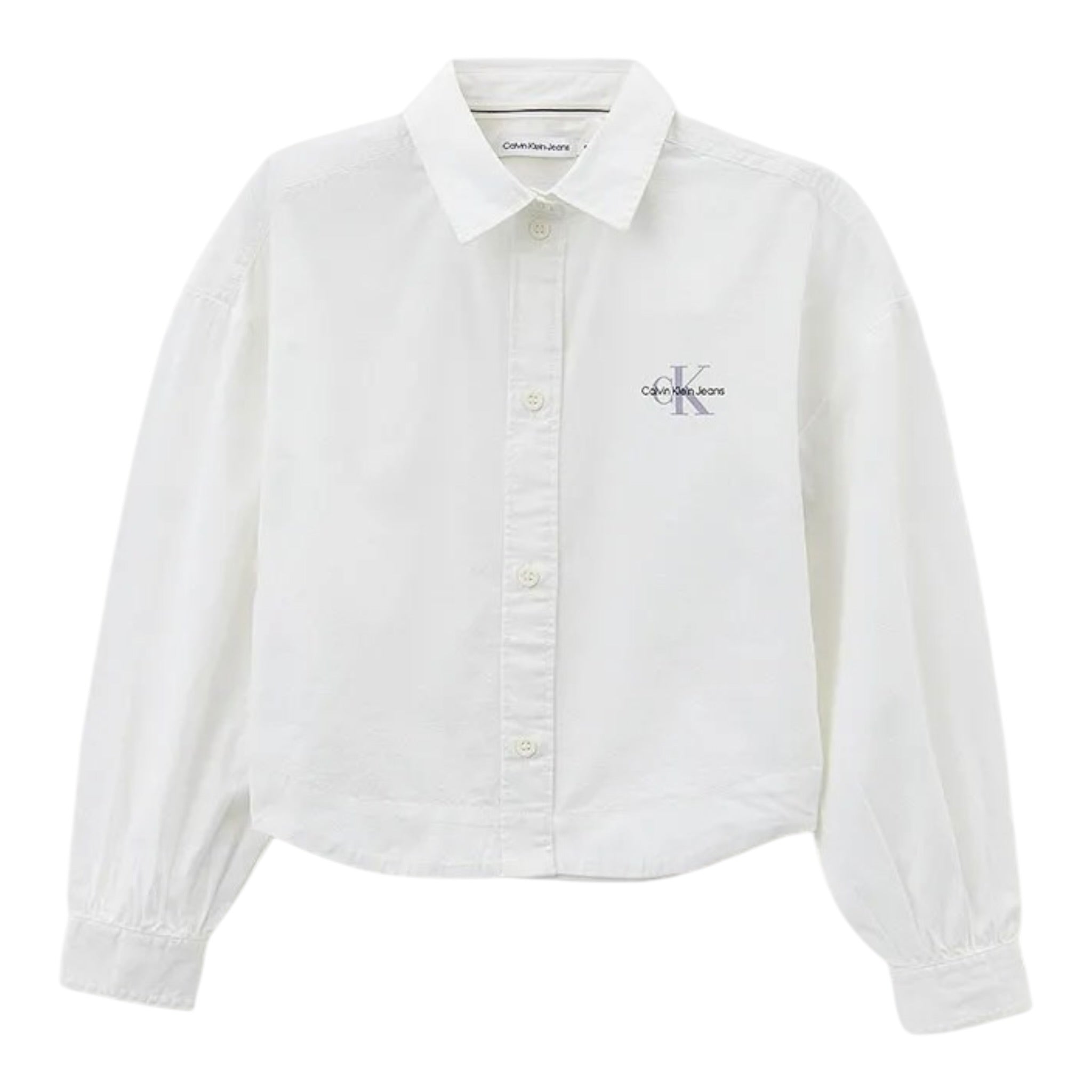 Calvin Klein Camicia Manica Lunga tinta unita con Logo Bianco per Bambina IG0IG02119 BIANCO CALVIN KLEIN 