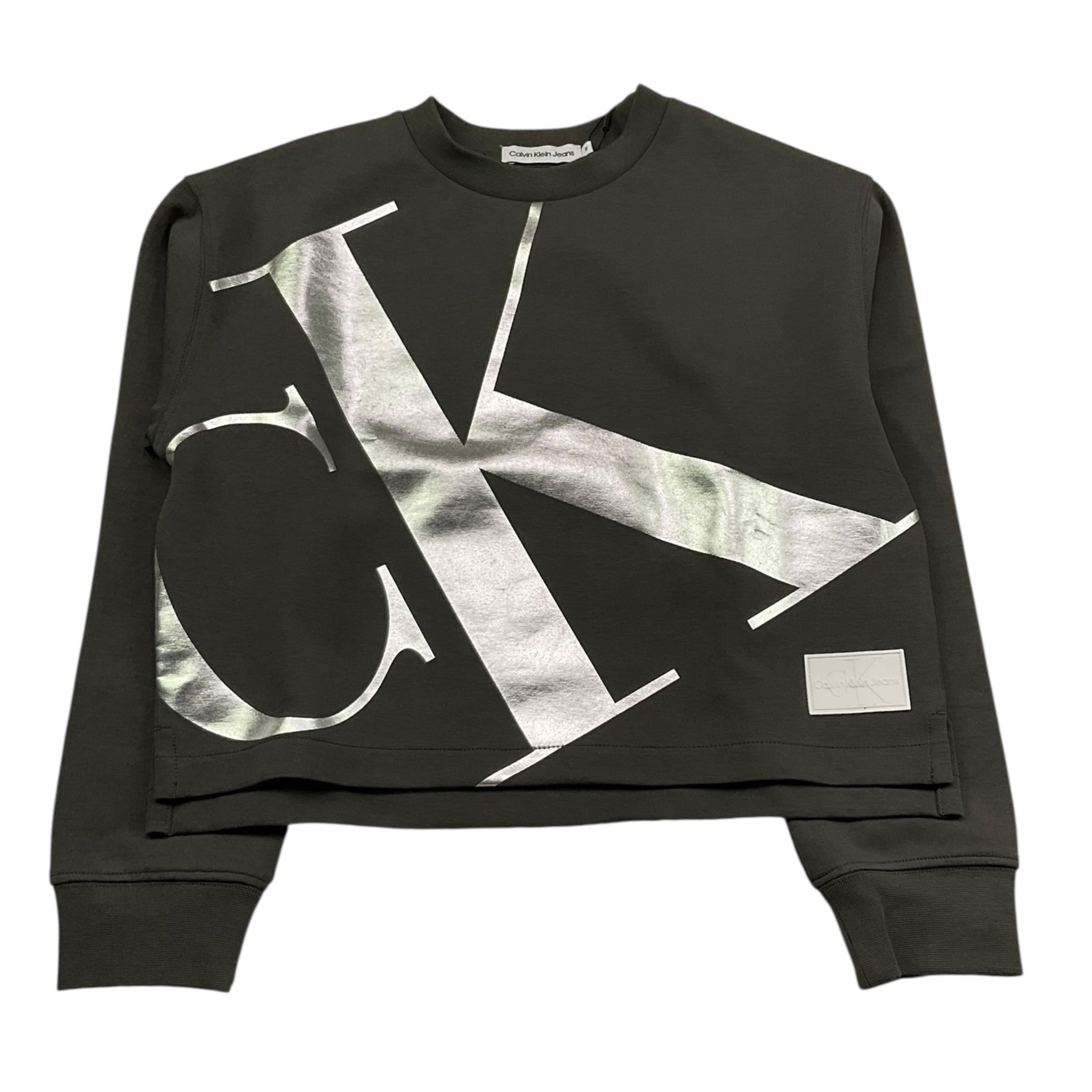 Calvin Klein Felpa Chiusa Girocollo Tinta Unita con Logo per Bambina IG0IG02482 GRIGIO CALVIN KLEIN 