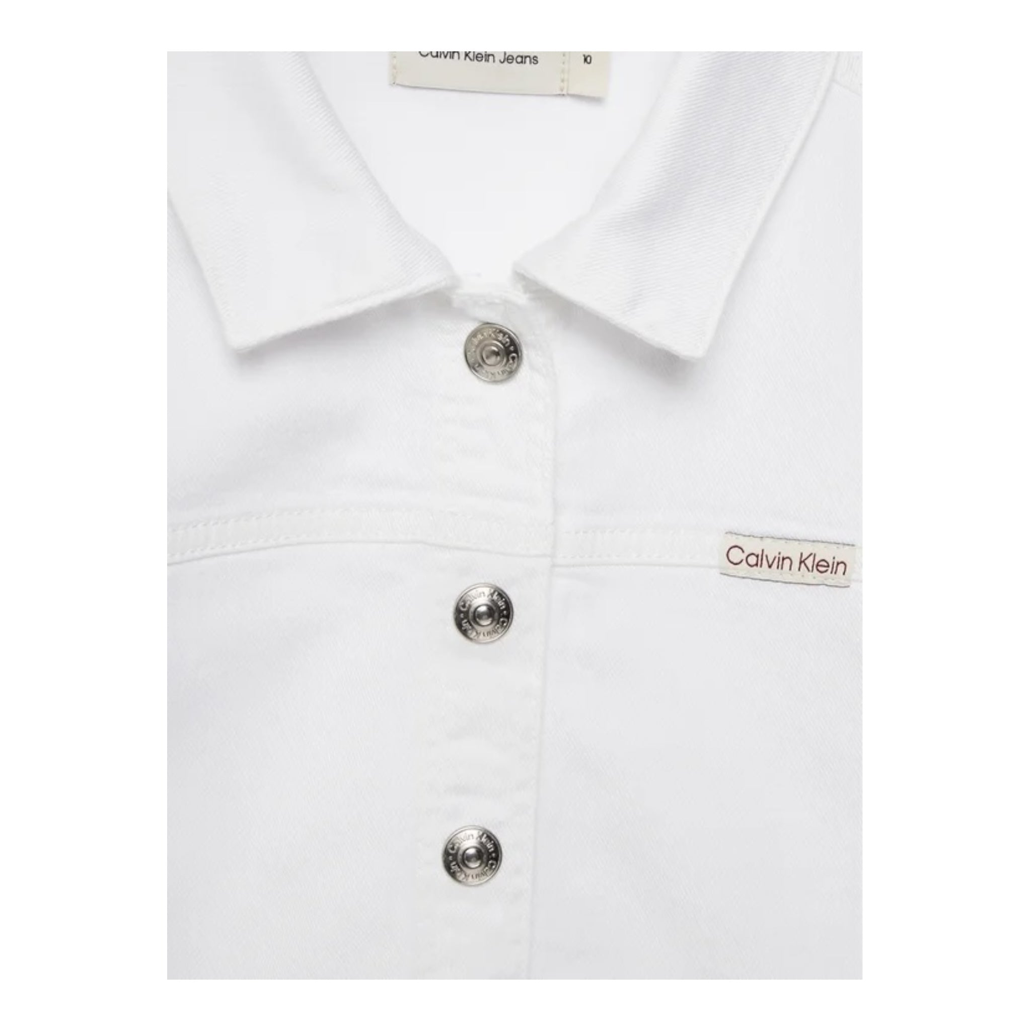 Calvin Klein Giubbino In Denim Tinta Unita con Bottoni per Bambina IG0IG02844 BIANCO CALVIN KLEIN 