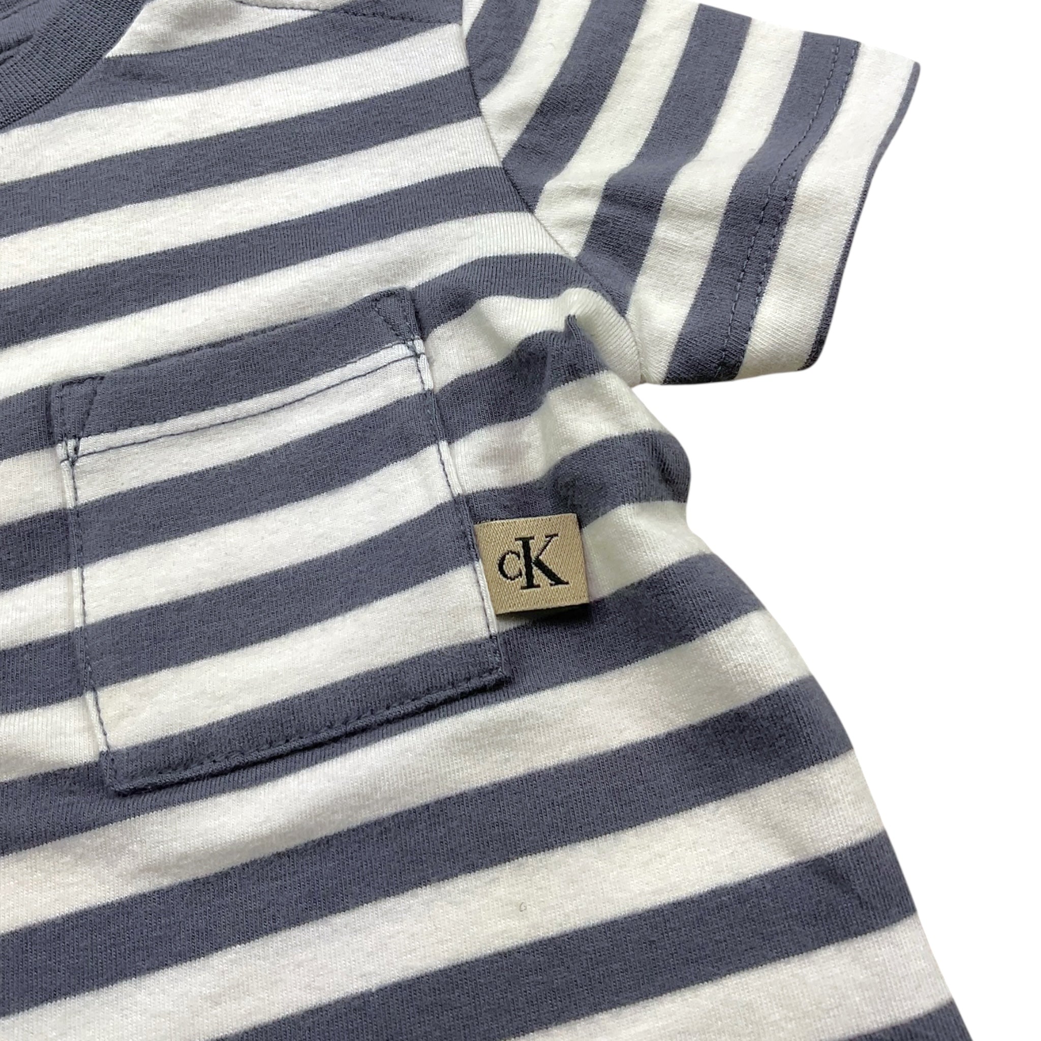 Calvin Klein T-Shirt Girocollo Tinta Unita con Fantasia A Righe per Neonato IN0IN02950 BIANCO CALVIN KLEIN 