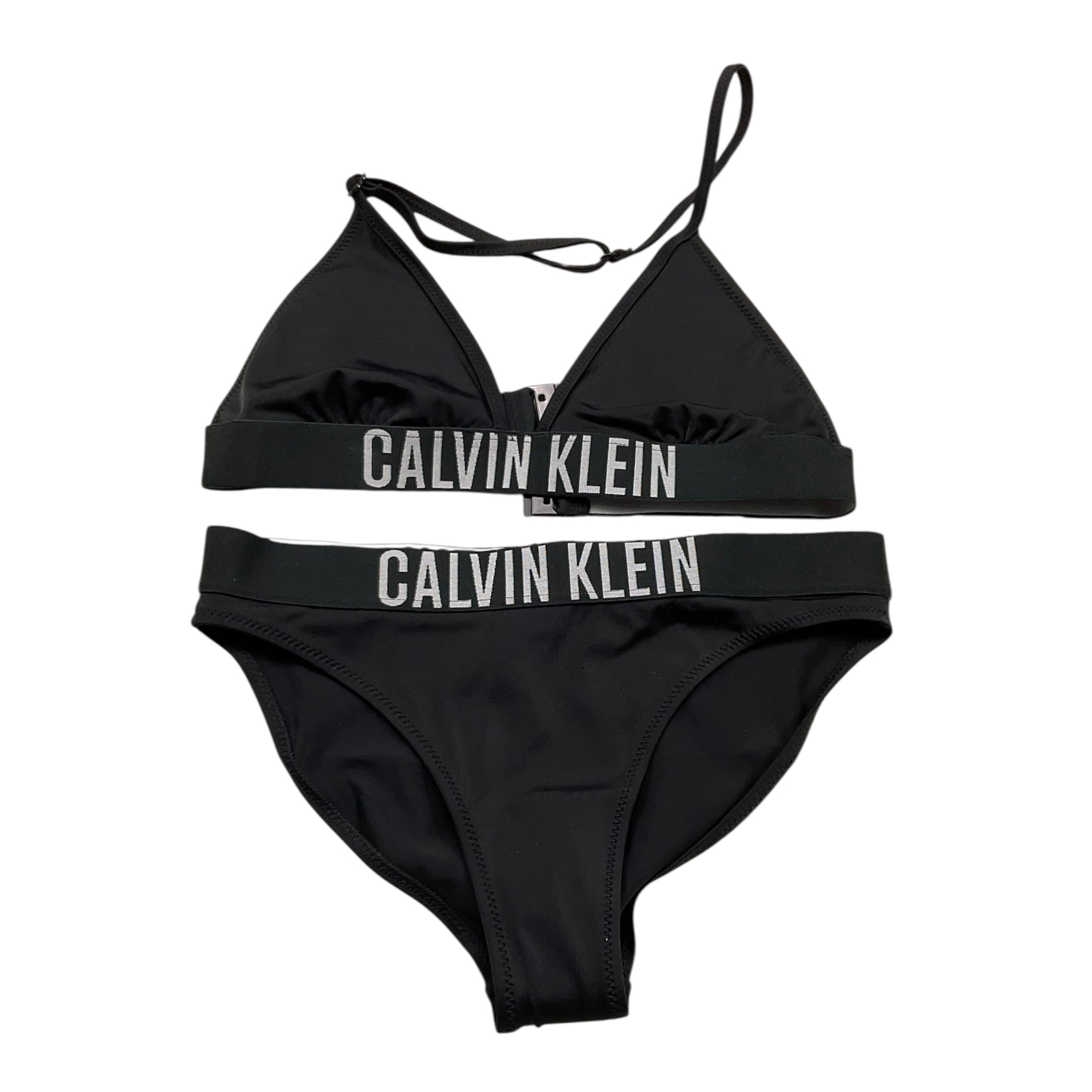 Calvin Klein Costume 2 Pezzi Triangolo-Mutandina Tinta Unita con Logo per Bambina KY0KY00091 NERO CALVIN KLEIN 