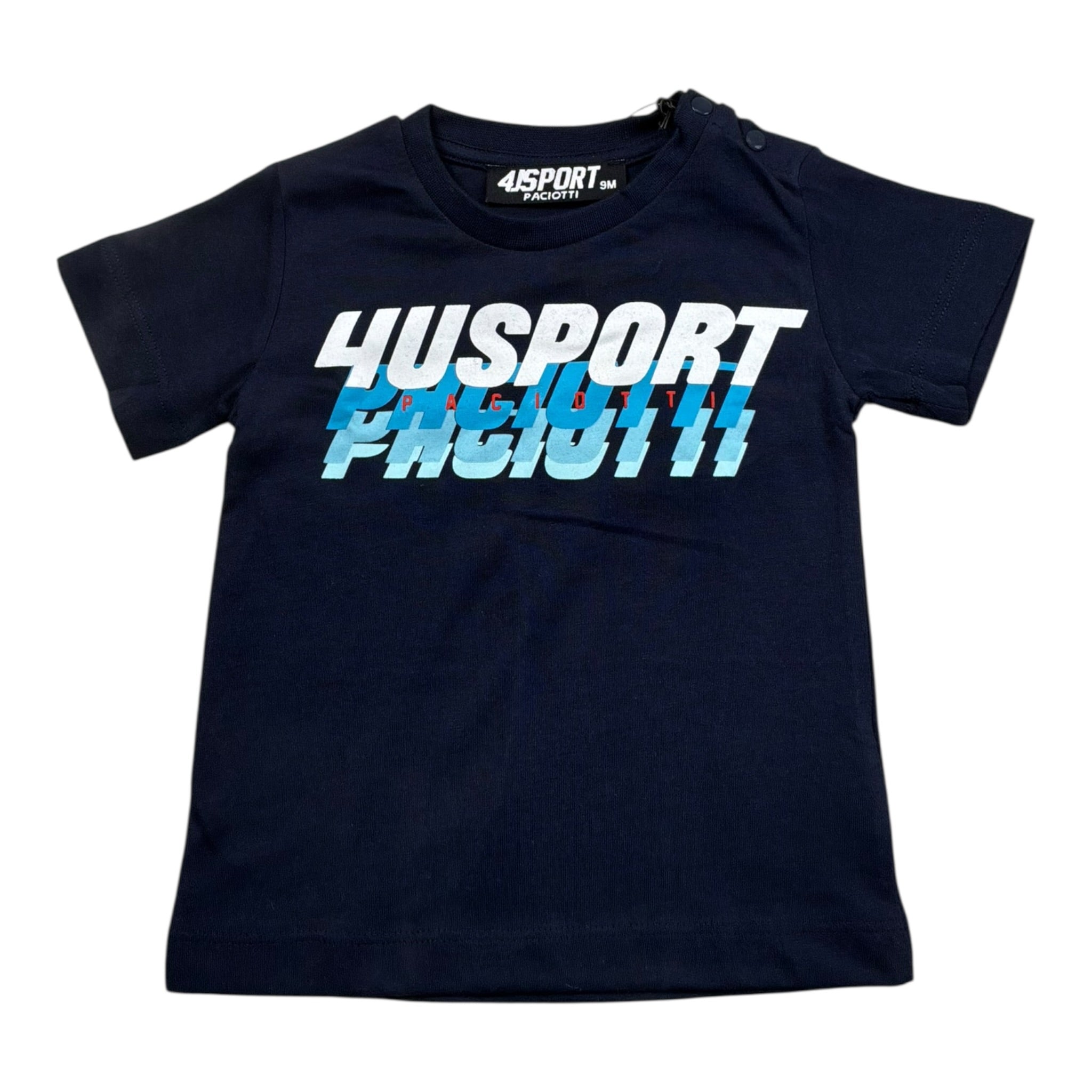 Cesare Paciotti T-Shirt Gitocollo Tinta Unita con Stampa per Neonato TSP0104N BLU CESARE PACIOTTI 