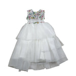 Childrenfashionatelier Abito Cerimonia Tinta Unita con Fantasia Fiori per Bambina 523 BIANCO CHILDRENFASHIONATELIER 