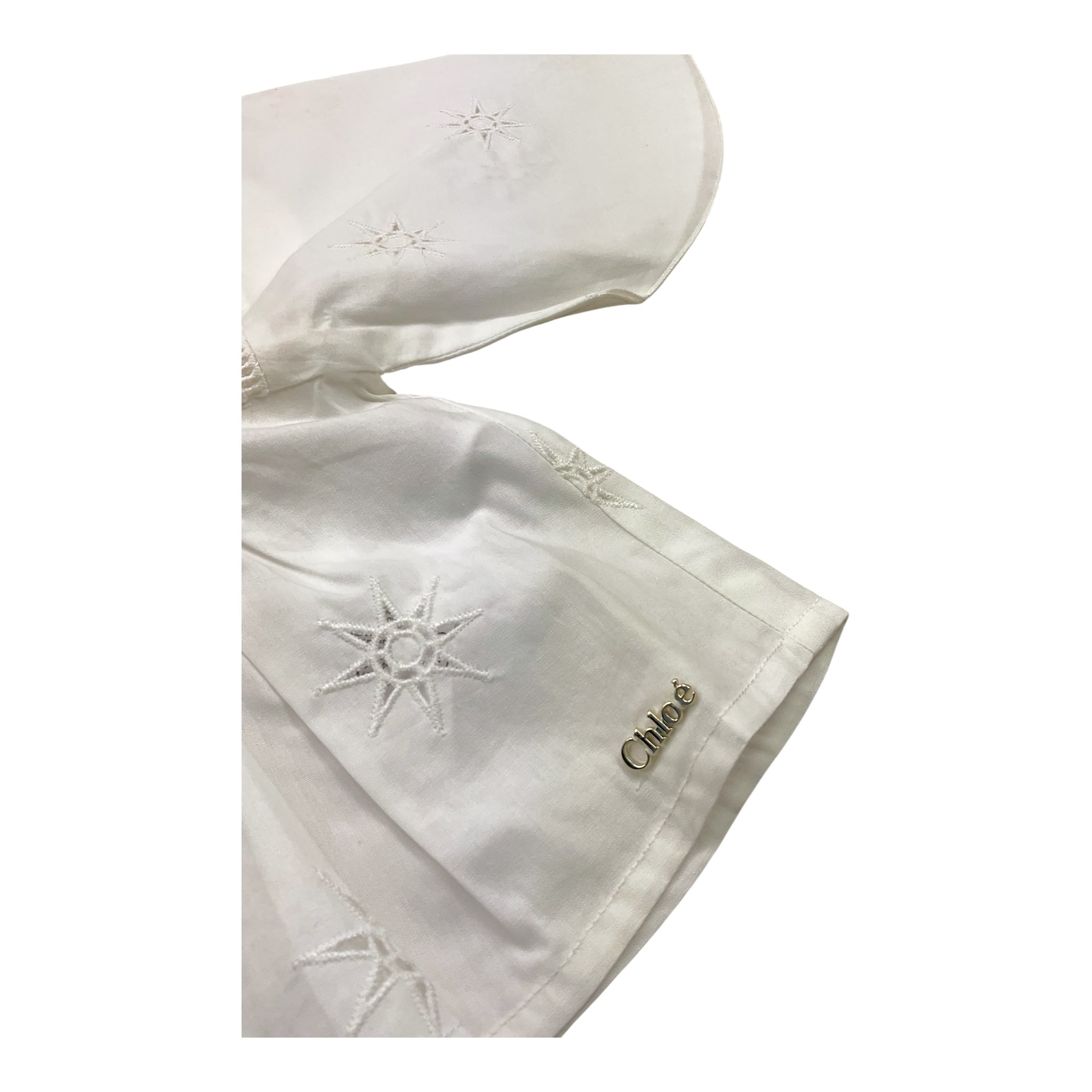 Chloe' Camicia Tinta Unita Traforata per Neonata C20020 BIANCO CHLOE' 