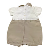 Colibri Pagliaccetto Bicolore Mezza Manica con Fiocco per Neonata 5TPAGL BIANCO/BEIGE COLIBRI 