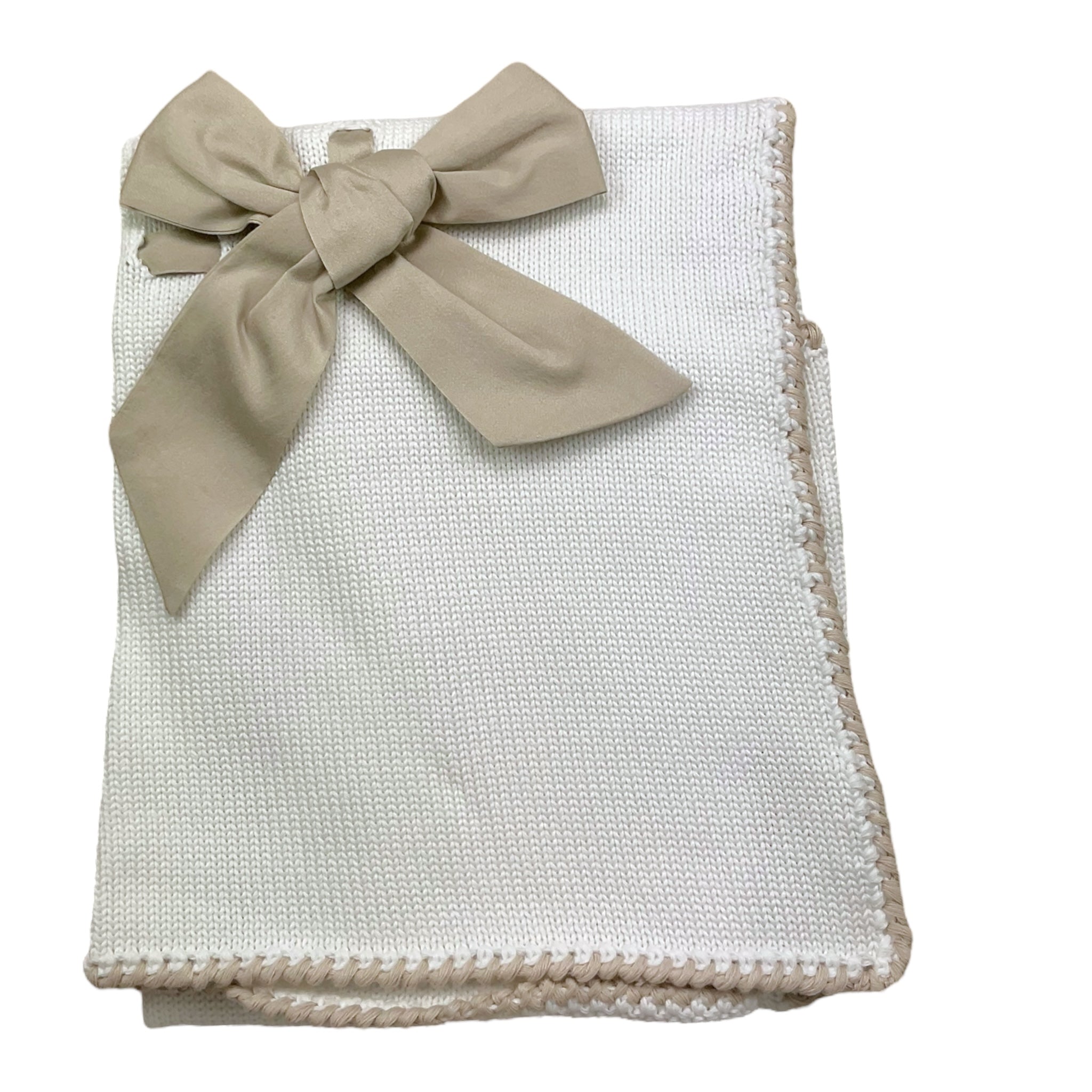 Colibri Coperta Tinta Unita con Ricami E Fiocco per Neonata 8COPASQ2 BIANCO COLIBRI 