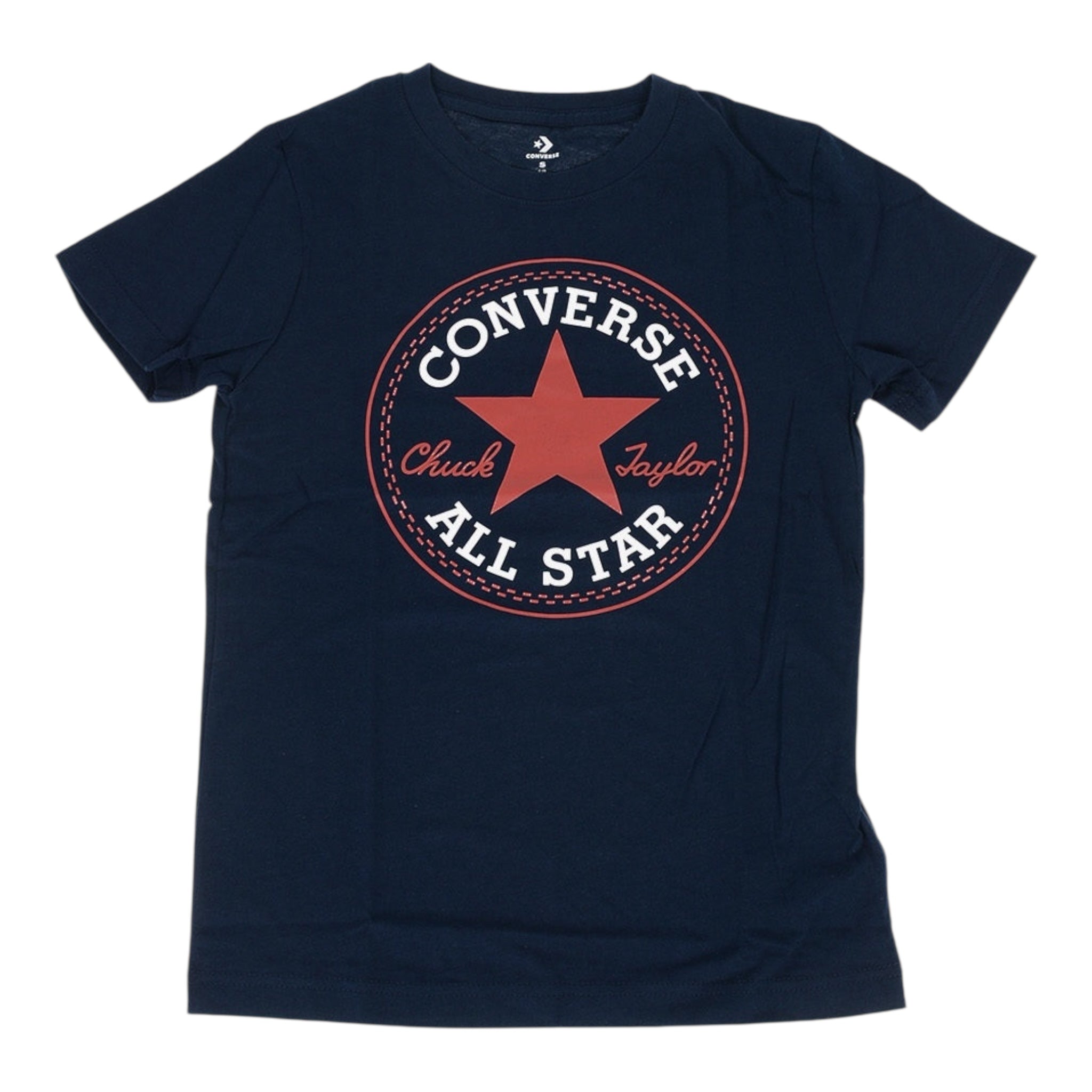 Converse T-Shirt Girocollo Tinta Unita con Logo per Bambino 866500 BLU CONVERSE 