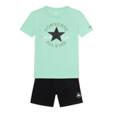 Converse Completo 2 Pezzi T-Shirt-Bermuda Bicolore per Bambino 9CG714 VERDE ACQUA CONVERSE 