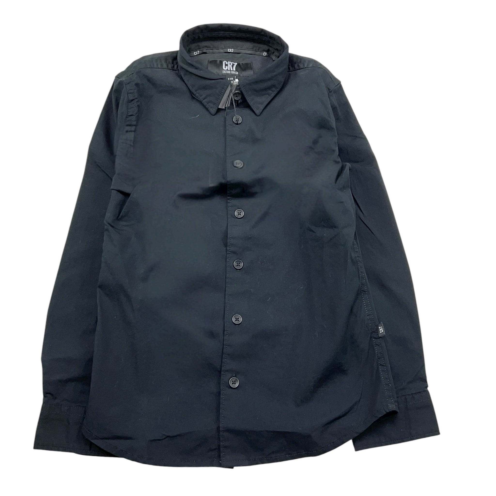 Cr7 Camicia Manica Lunga Tinta Unita per Bambino FW19 NERO CR7 