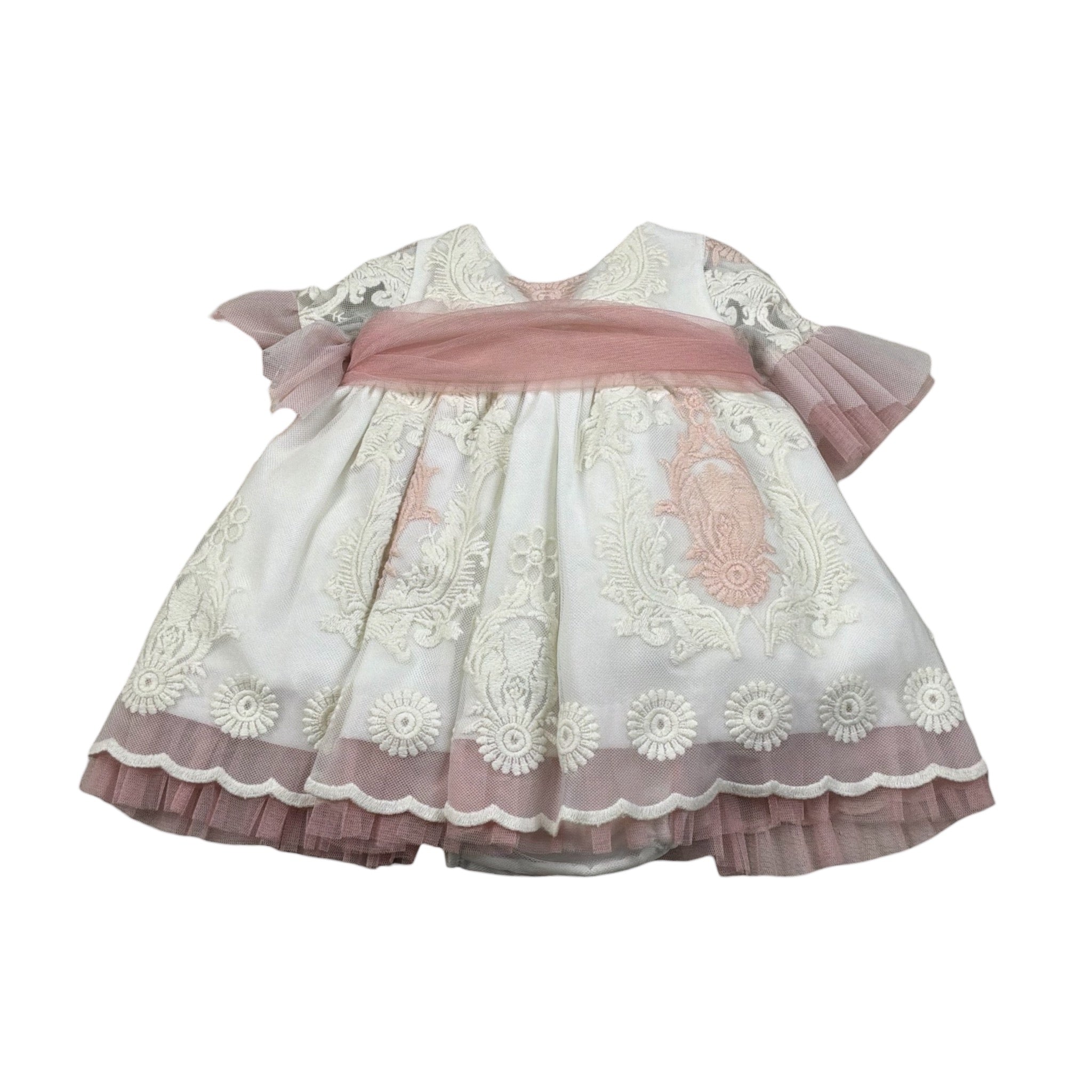 Cua-Cuak Abito Cerimonia tinta unita con Ricami Panna per Neonata 5825 PANNA CUA-CUAK 