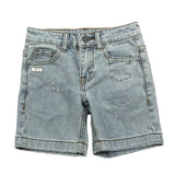 Daniele Alessandrini Bermuda In Denim Tinta Unita con Strappi per Bambino 1236SD00252X BLU DANIELE ALESSANDRINI 