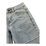 Daniele Alessandrini Bermuda In Denim Tinta Unita con Strappi per Bambino 1236SD00252X BLU DANIELE ALESSANDRINI 