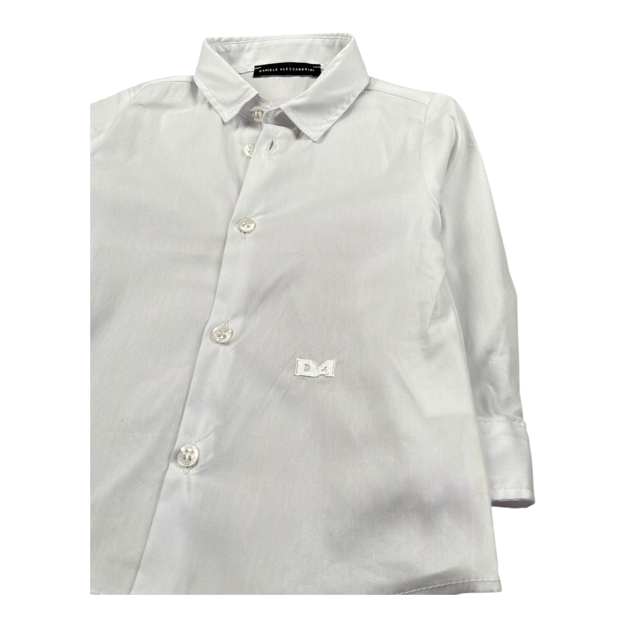 Daniele Alessandrini Camicia Manica Lunga Tinta Unita con Logo per Neonato 1295C00267 BIANCO DANIELE ALESSANDRINI 