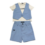 Daniele Alessandrini Completo 2 Pezzi T-Shirt-Bermuda Bicolore per Neonato 1296K200221 BIANCO/AZZURRO DANIELE ALESSANDRINI 