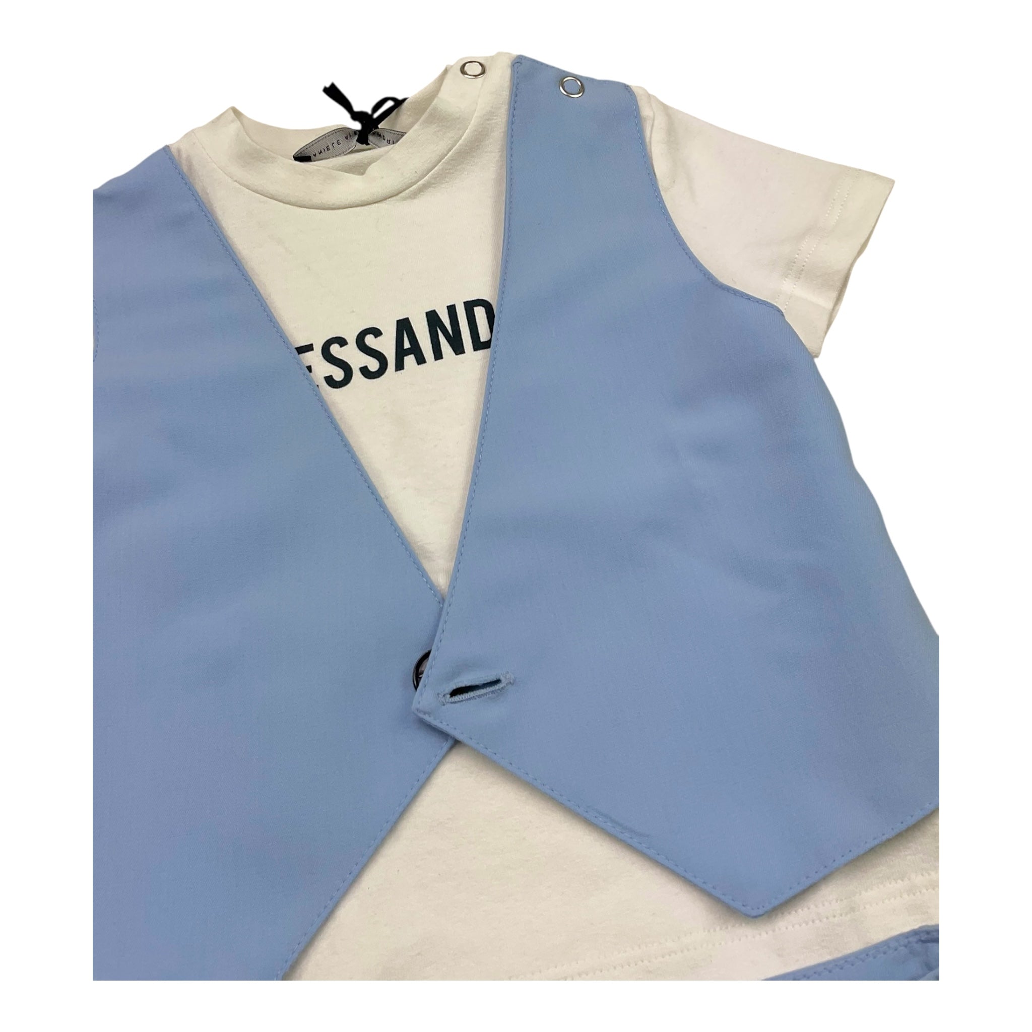 Daniele Alessandrini Completo 2 Pezzi T-Shirt-Bermuda Bicolore per Neonato 1296K200221 BIANCO/AZZURRO DANIELE ALESSANDRINI 