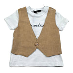 Daniele Alessandrini T-Shirt Girocollo Tinta Unita con Finto Gilet per Bambino 1296M00073J BIANCO DANIELE ALESSANDRINI 