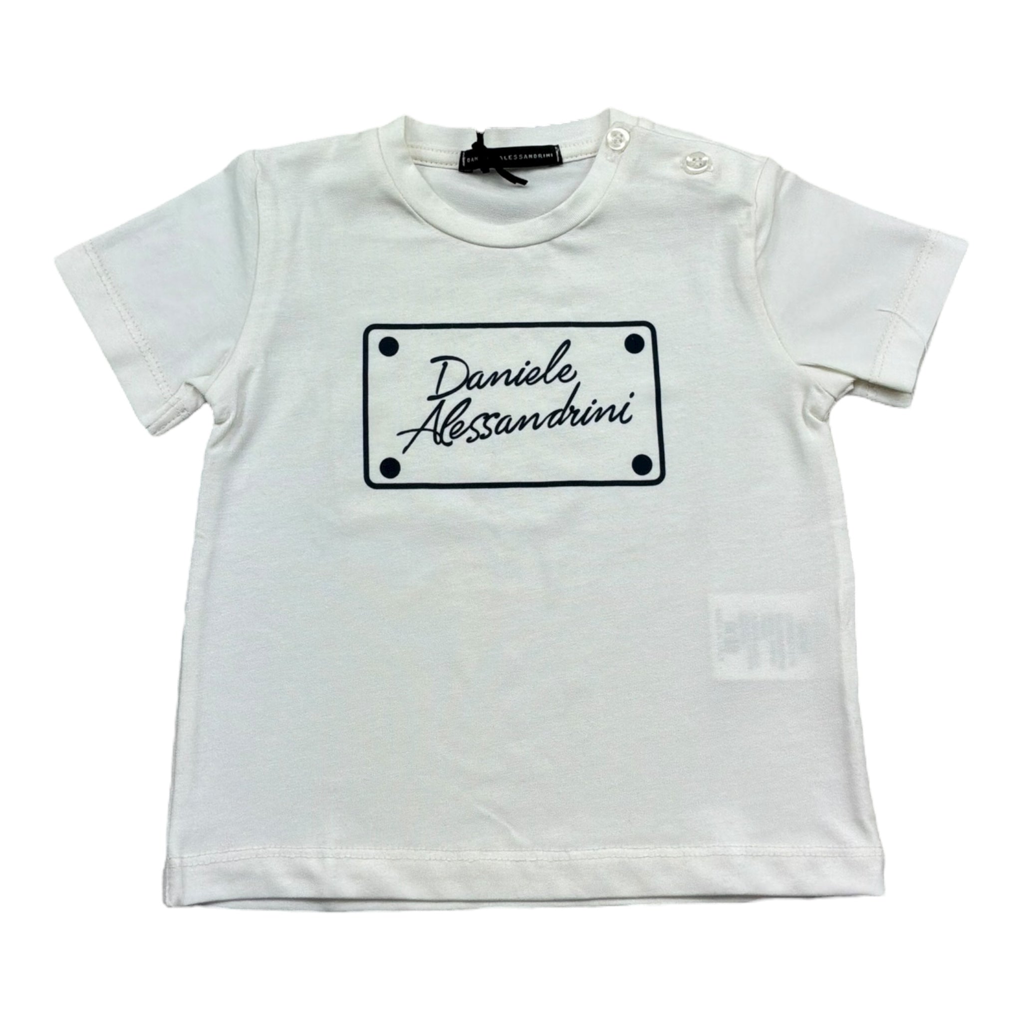 Daniele Alessandrini T-Shirt Girocollo Tinta Unita con Stampa per Neonato 1296M00179 PANNA DANIELE ALESSANDRINI 