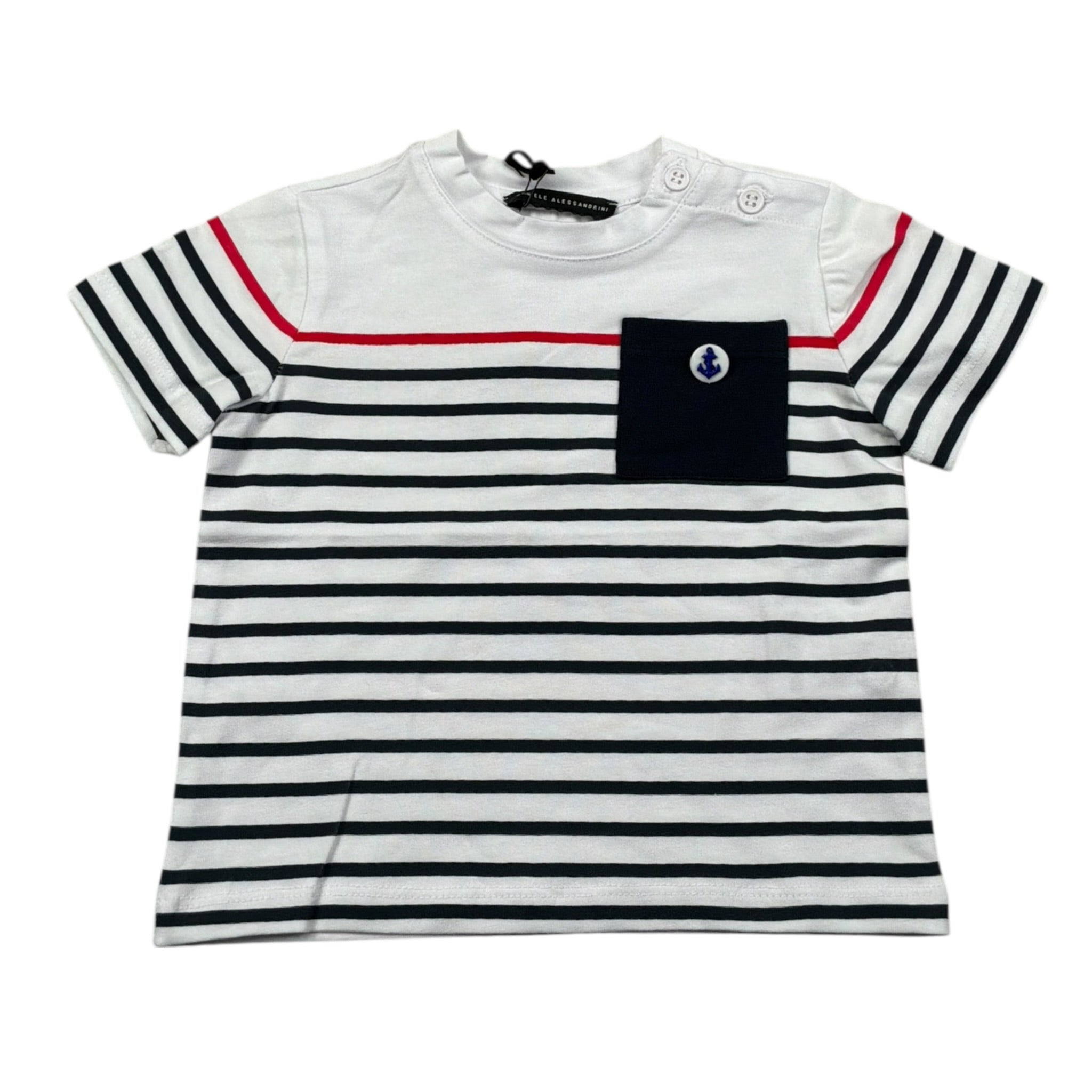 Daniele Alessandrini T-Shirt Girocollo Fantasia A Righe per Neonato 1296M00211N BIANCO DANIELE ALESSANDRINI 
