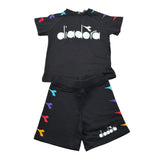 Diadora Completo 2 Pezzi T-Shirt-Bermuda Nero per Neonato 030100 NERO DIADORA 